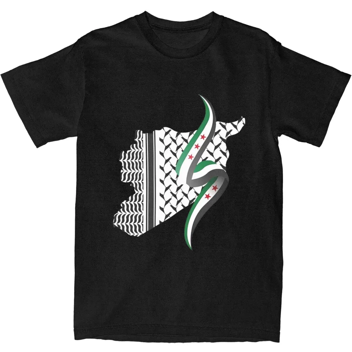 Streetwear T-Shirt Syria Flag 100% Cotton T Shirts Hipster Tshirt for Men Summer Y2K Retro Pattern Short Sleeve Tops