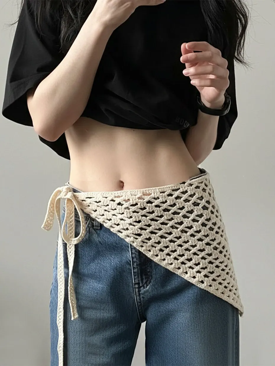 

Шелковый платок с защитой от солнца, ажурный, для женщин, универсальный, для юбок с высокой талией, с ажурным дизайном, для различных случаев