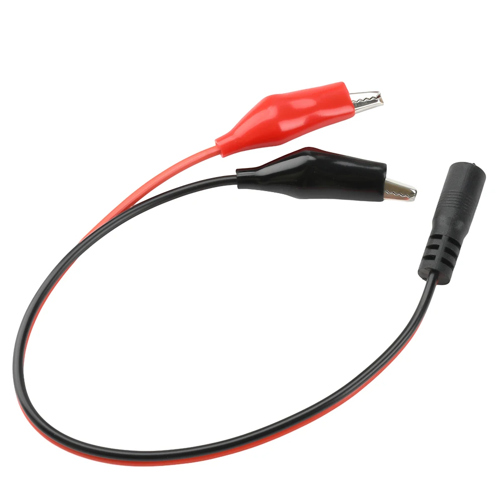 5.5X2.1MM DC Male/Female Jack Connector To 2 Alligator Clips Crocodile Wire 30cm Power Test lead Cable Adapter