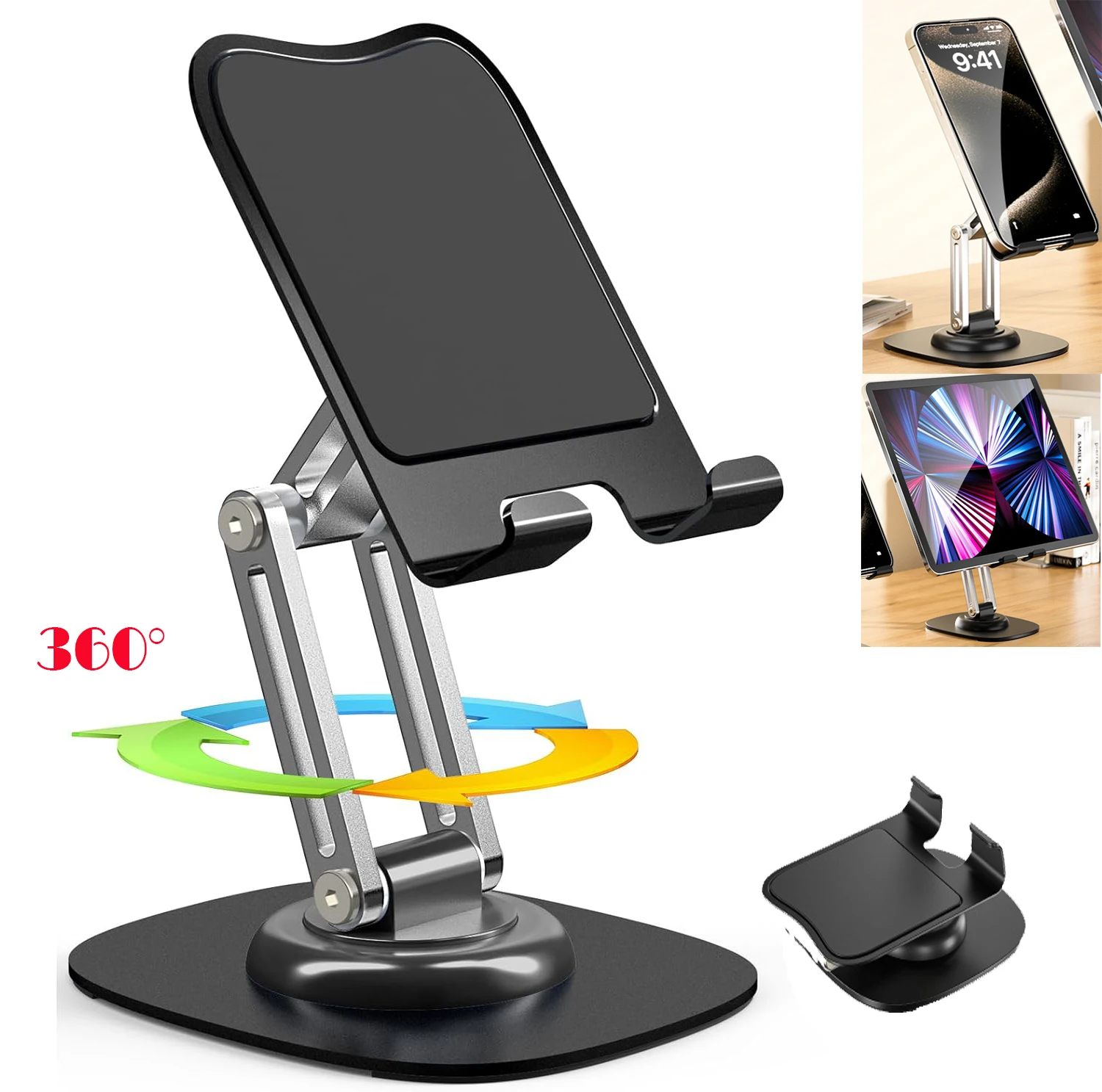 Adjustable Universal Tablet Stand Portable Ipad Desk Holder Mount 360 Rotatable Metal Stand For Cell Phone Video Calling