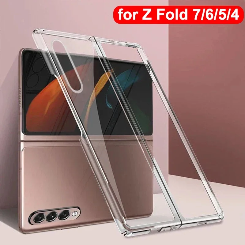 

For Samsung Galaxy Z Fold 7 6 5 4 3 2 Transparent Case Front Back Protective Cover Hard PC Bumper Z Fold7 Fold6 Fold5 Fundas
