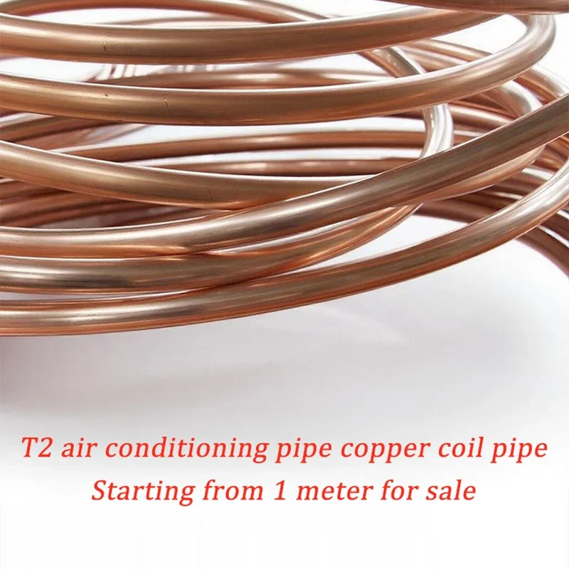 

1m T2 Copper Coil Tube 2-16mm OD Soft Annealed for AC Refrigeration Refrigerator Flexible Easy to Bend