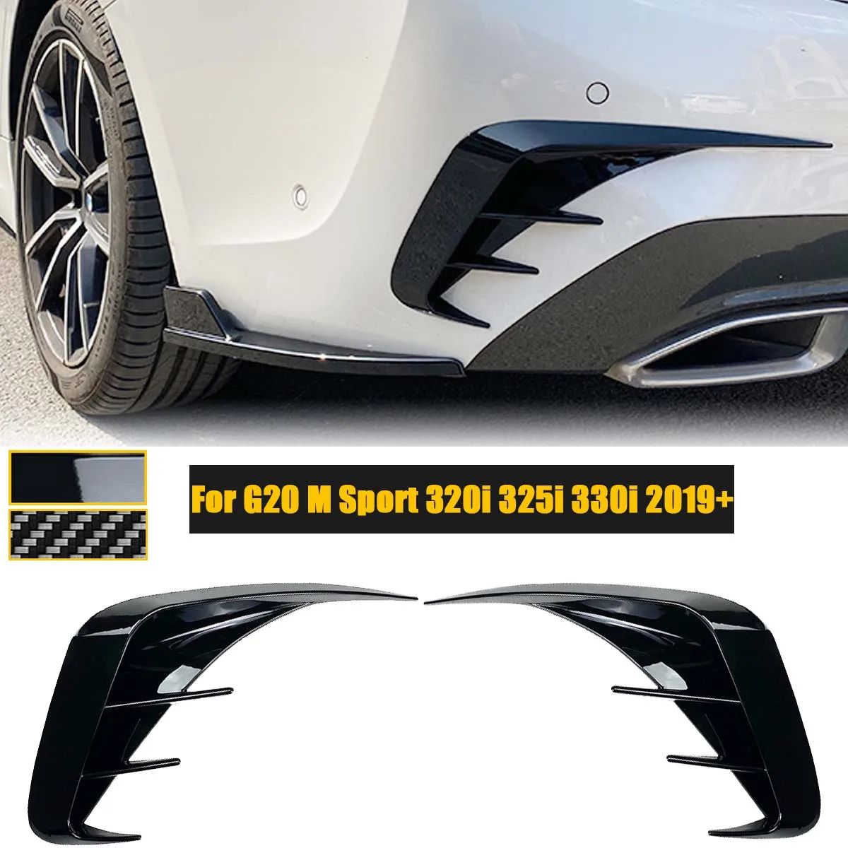 

or BMW G20 G28 M Sport 318i 320i 330i 2019-up Rear Bumper Splitter Diffuser FSide Cover Spoiler Canard Sticker Car Accessories