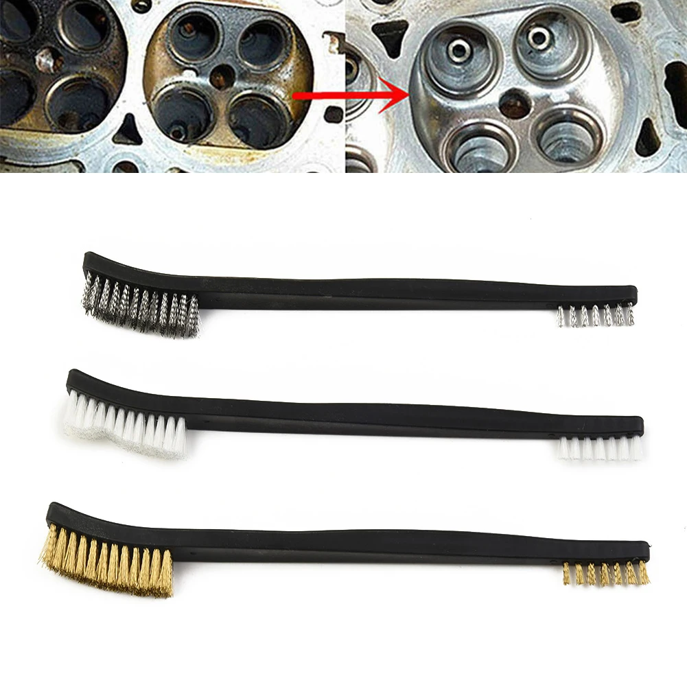 5pc Wire Brushes Double Head Wire Brush Steel Wire Copper Wire Nylon Cleaning Toothbrush Metal Rust Brush Polishing CleaningTool