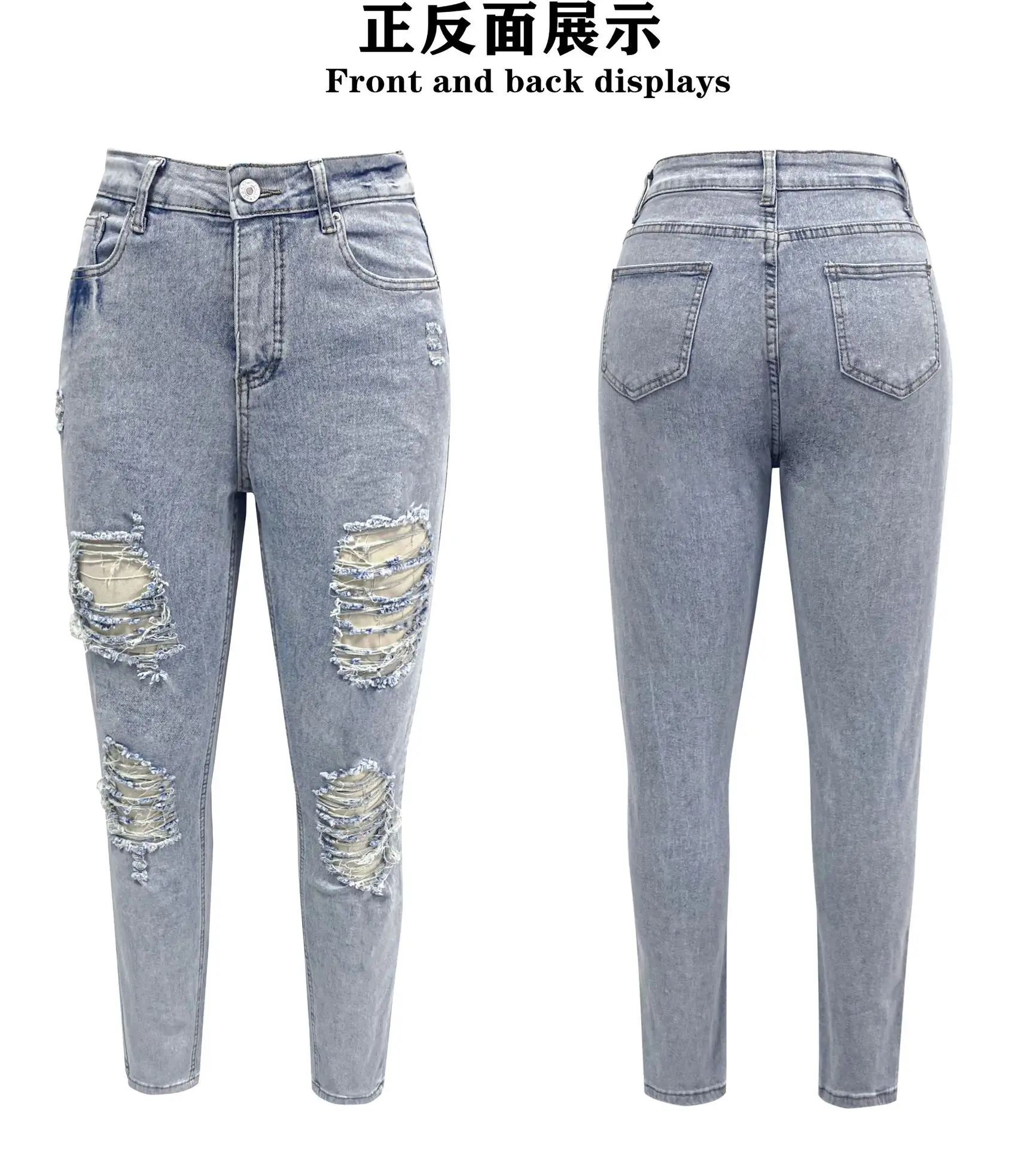 American Vintage Ripped Women Denim Pants  New High Street Casual Jeans Ladies High Quality Wide Leg  Female Trousers