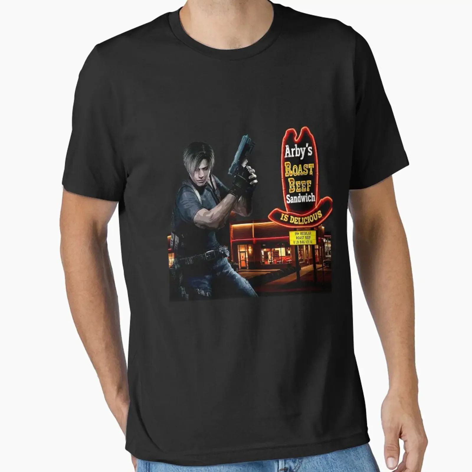 Leon Kennedy Arby s Roast Beef Sandwich Essential T Shirt vintage Washed Versatile homme Stylish graphic Top For Everyday Wear