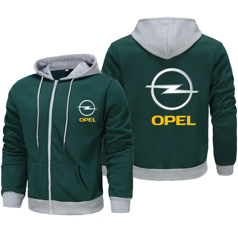 New Autumn/Winter Men\'s Zipper Hoodie Letter OPEL Lightning Print New Zipper Hoodie Long sleeved Hoodie