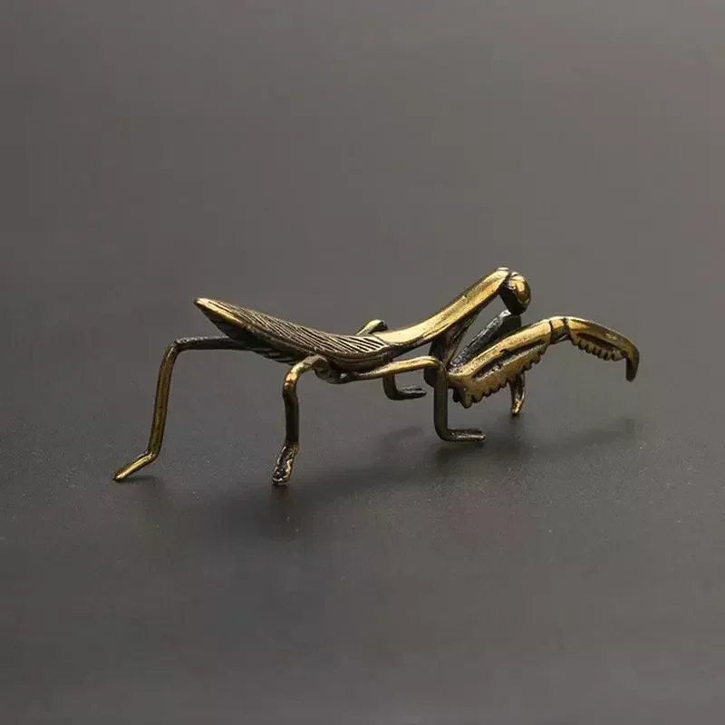 Copper Mantis Miniature Ornament Vintage Flower Pot Decoration Decorative Craft Accessories Tea Pet Antique