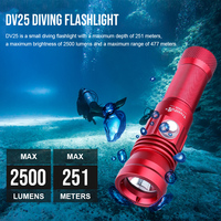 Trustfire DV25 2500lm Scuba Underwater Waterproof Torch Diving Light USB Rechargeable LED Flashlight with Stepless dimming mode