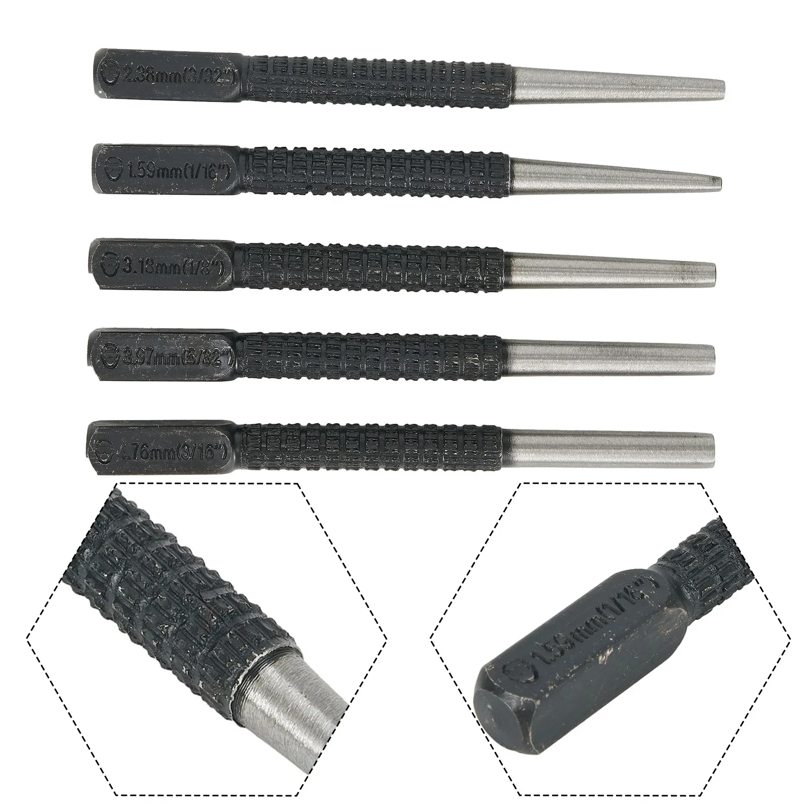 High-quality Nail Punch Brand New Punch Spring Tool Drill Bit Hammerless Nail Center 5pcs Nail Punch Practical