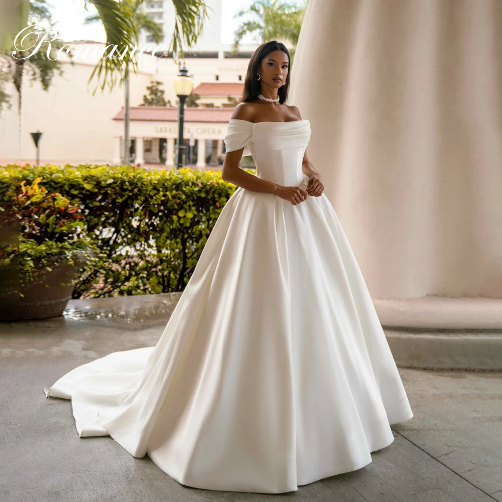 

Современное плиссированное бальное платье, свадебное платье, женское атласное свадебное платье без бретелек с открытой спиной, Vestidos De Novia по индивидуальному заказу