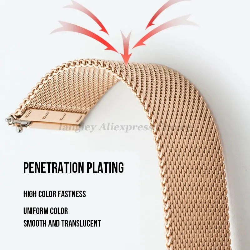 Pasek mediolański z szybkozłączką do uniwersalnej bransoletki DW 20mm 22mm 12mm 14mm 16mm 17mm 18mm 19mm 21mm 24mm 0.6mesh ze stali nierdzewnej