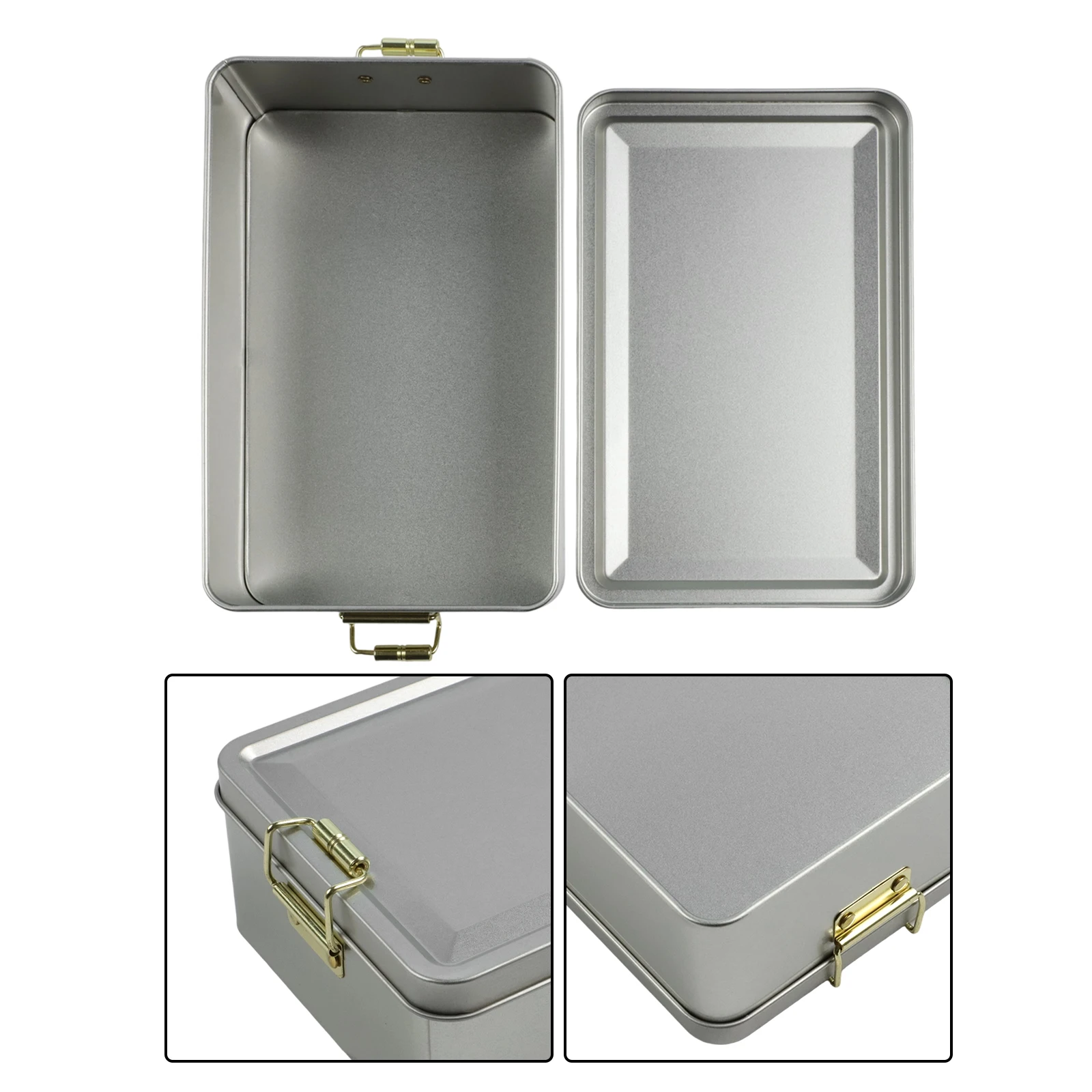 Contenedores decorativos Latas de almacenamiento de metal Latas de almacenamiento rectangulares Detalles exquisitos Almacenamiento fácil Uso duradero Hebilla resistente