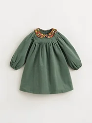 MARC&JANIE   Girls Autumn Corduroy Dress Baby Girls Party Dresses 213019 French