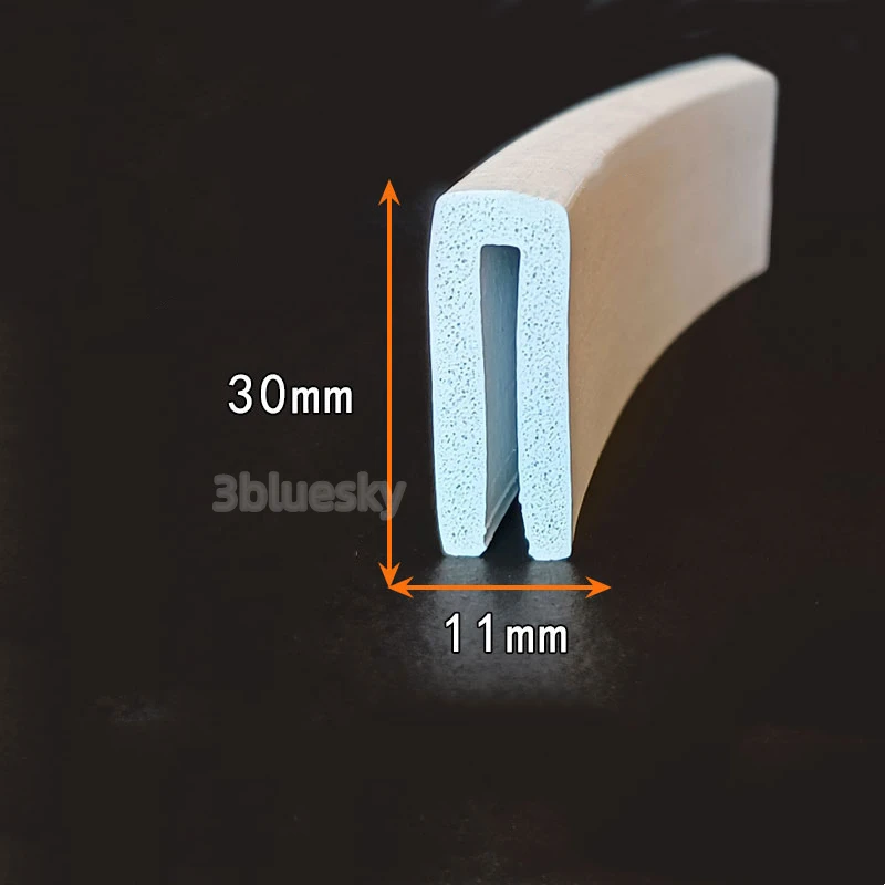 

EPDM Rubber Foam Sealing Sponge U Strip Glass Metal Car Wood Panel Edge Encloser Shield 30x11mm Grey White