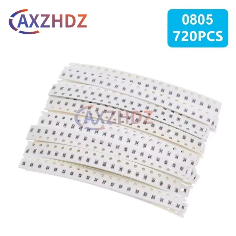 

720PCS 0603 0805 1206 SMD Capacitor Assorted Kit 16/36/50Values 1PF - 10UF Capacitance Set 100NF 0.1UF 1UF 2.2UF 4.7UF