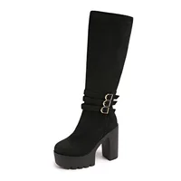 Bottes imperméables à talons hauts et plateforme, nouveau style automne/hiver 2026, avec boucles réglables, longueur genou. 2