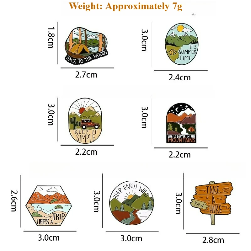 Outdoor Travel Series Metal Badges Mountains Rivers Spilla Brooches Pins Clothing Personalized Diy Trendy Decorative Accessories