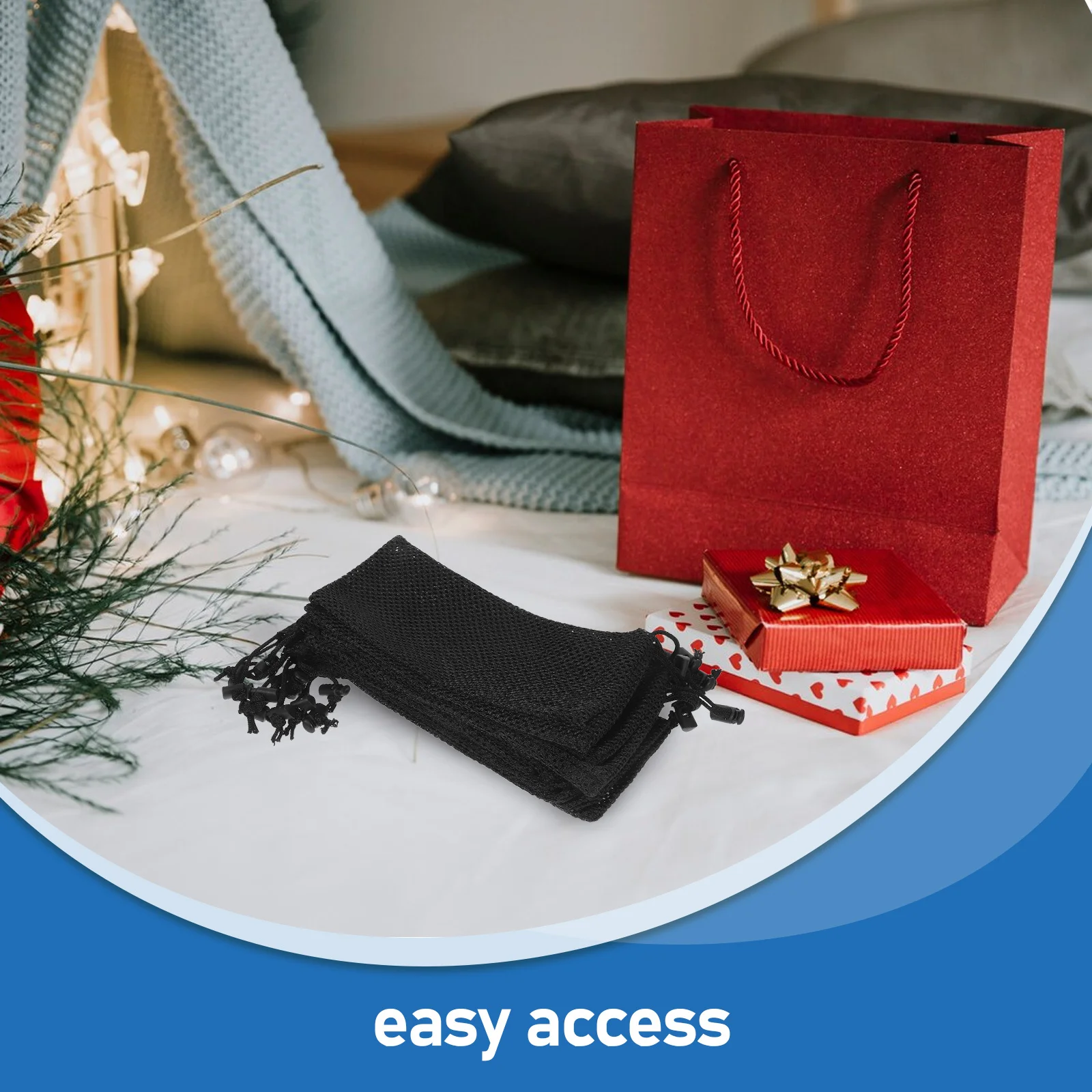 20Pcs Breathable Mesh Drawstring Bags Thickened Polyester Black for Sports Equipment Gym Storage Portable Outdoor Fitness Travel