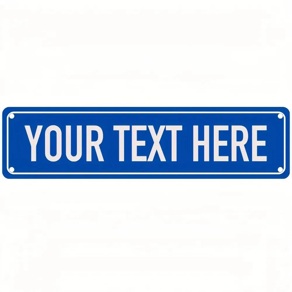 [CIFbuy][2D Flat]Custom Royal Blue Aluminum Street Sign,Personalized Custom Text Long Narrow Wall Decor(Only For Decoration)