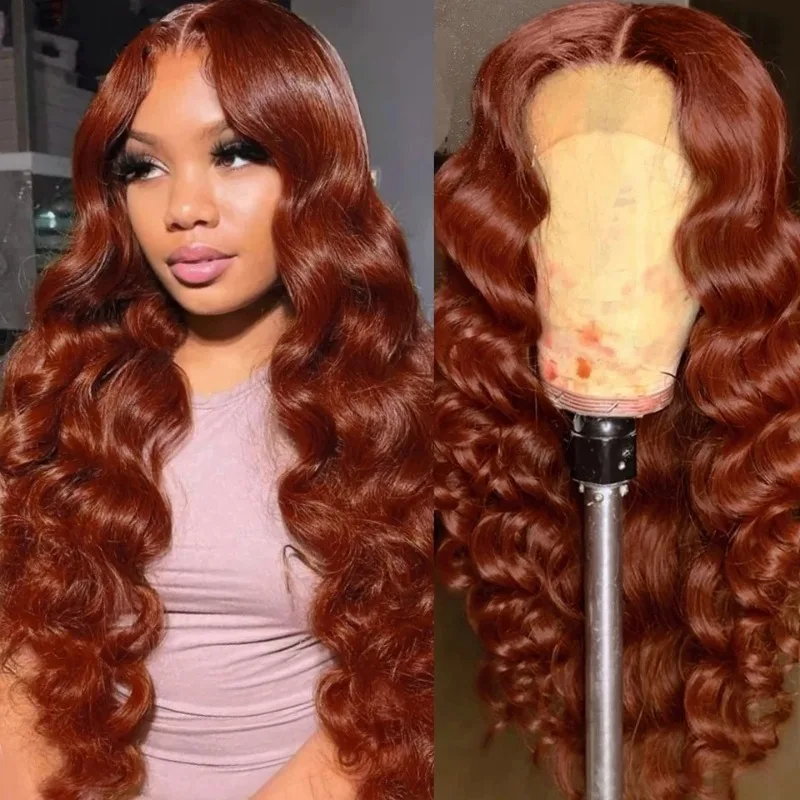 Reddish Brown 13x6 Lace Frontal Wig Preplucked 13x4 Body Wave Lace Front Wig Brazilian Dark Red Brown 13x4 Closure Human Hair