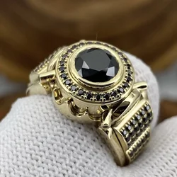 Stylish atmosphere inlaid zircon ring, luxury men's engagement wedding accessories