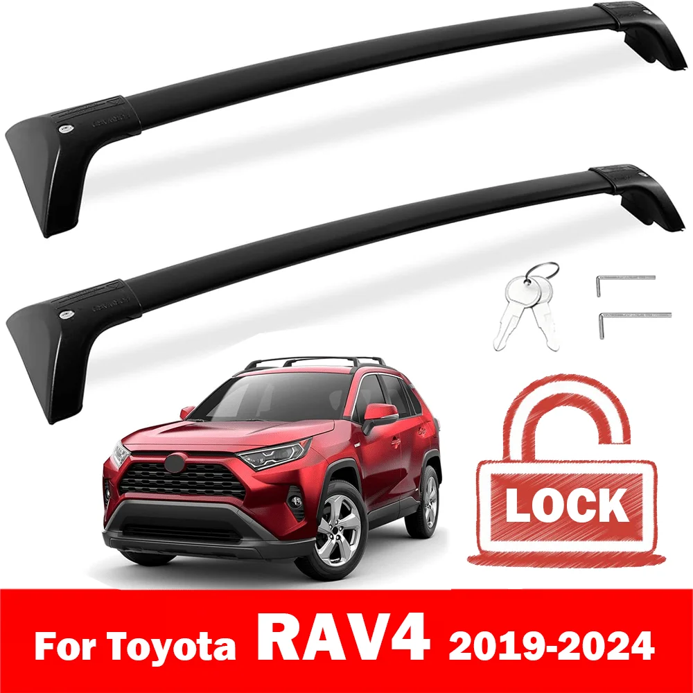 260lbs Roof Rack Cross Bars Fit for Toyota RAV4 2019-2024 Not Fit Adventure/TRD Off-Road/Hybrid Woodland Edition/24 LE with Lock