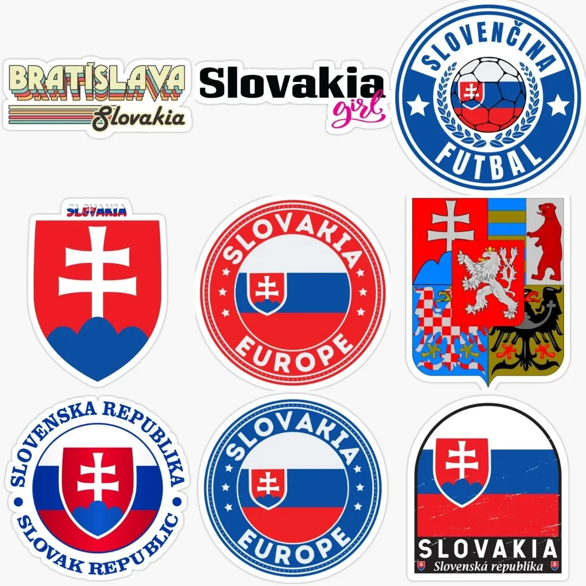 

Slovakia Flag National Emblem Creative PVC Sticker for Decorate Van Table Wall Car Window Motorcycle Off-road Decal Accessories