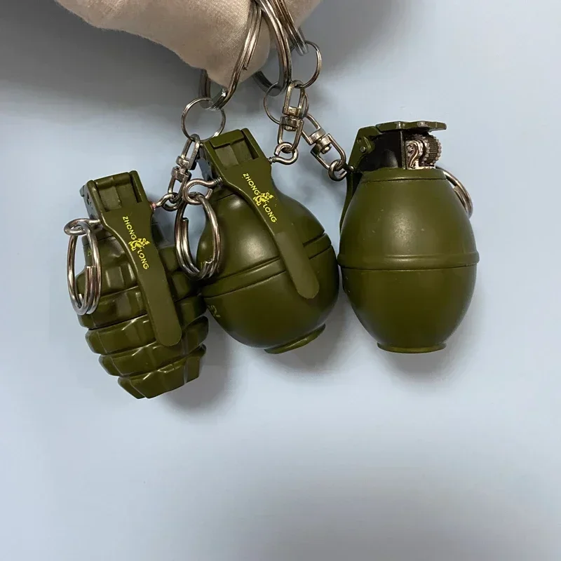 Mini Grenade Model Inflatable Lighter Metal Butane Gas Grinding Wheel Open Flame Lighter Cigarette Accessories Smoking Gift