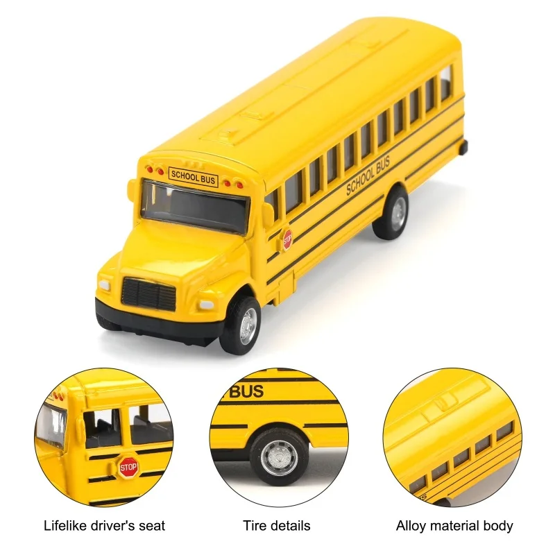 Simulation Alloy School Bus Inertia Toys Car Model Pull Back Car Interactive Toys Car Collection Educational Boy Gifts