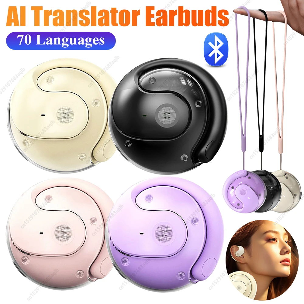 Wireless Bluetooth 5.3 Language Translation Earbuds Portable AI Translator Earphones Real-time Translators Headphones for Travel