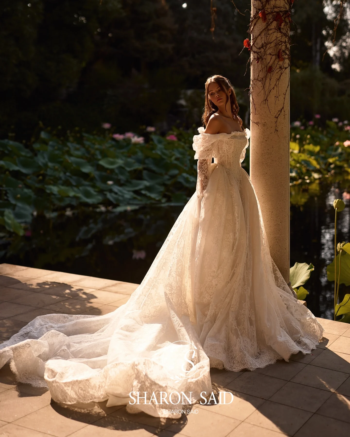 Sharon Said 2026 A-Line Princess Off White Lace Wedding Dress With Jacket Vintage Square Collar Bride Gown SW119 Customized