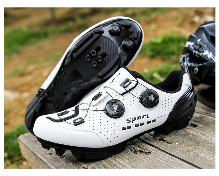 Herren- und Damen-Mountainbike-Schuhe, professionell, atmungsaktiv, harte Sohle, verstellbarer Knopf, MTB-Cleat, rutschfest, Offroad-Fahrradschuhe S – Detail 15