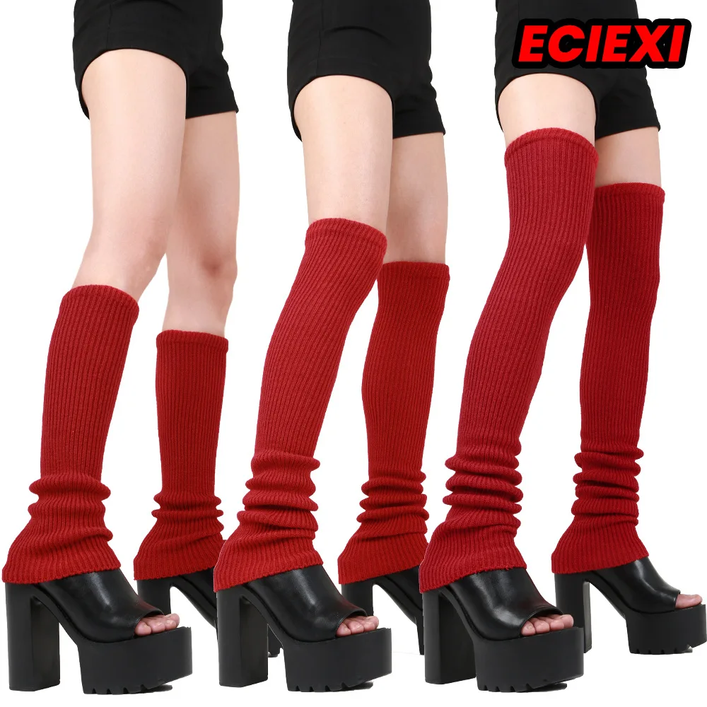 JK Women Winter Warm Knee-high Socks Lengthened Leggings Knitted Leg Warmers Lolita  Over The Knee Home Winter Long Socks