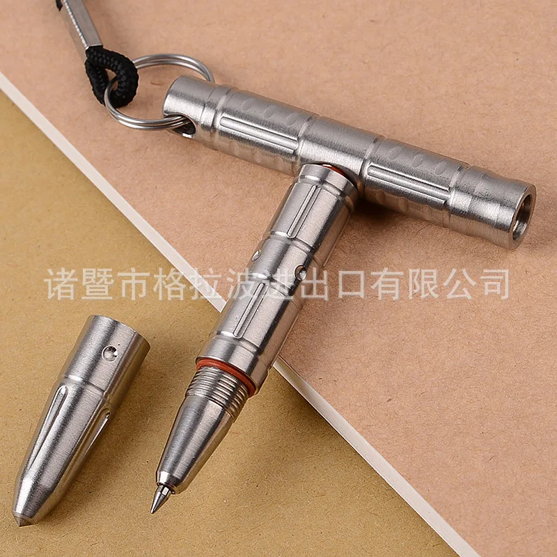 Stainless Steel Tactical T-Shaped Pen Multifunctional Emergency Hammer Women\'S Wolf Proof Window Self Defense Tungsten Steel Hea