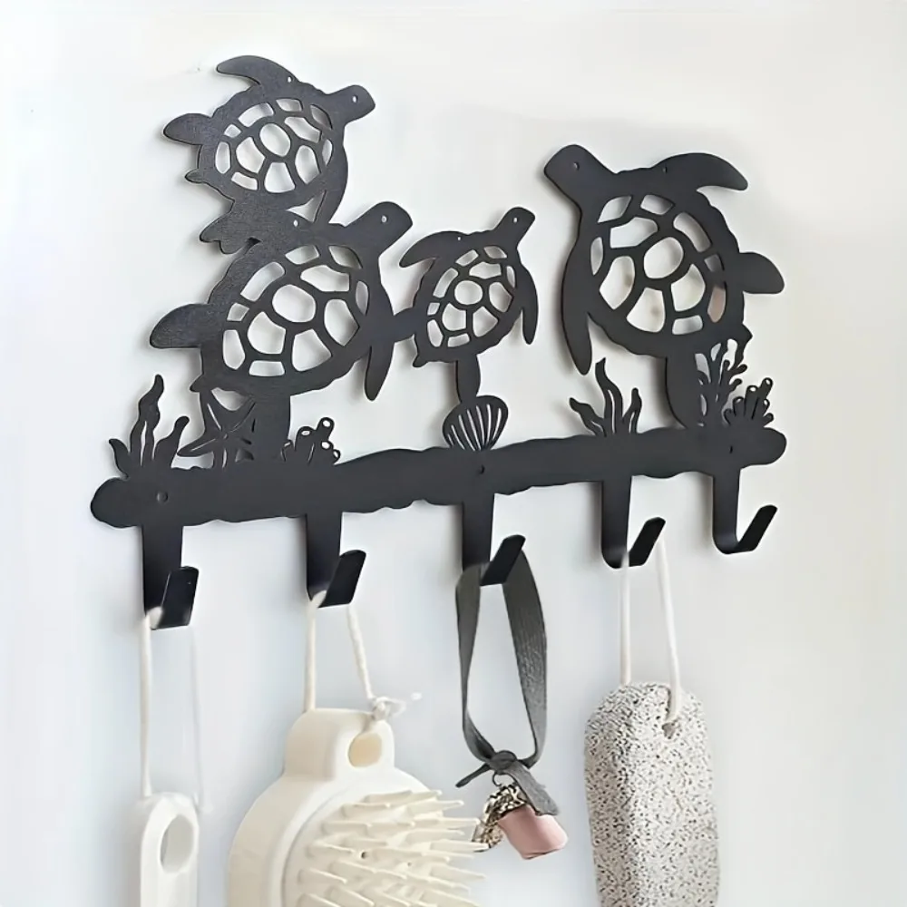 CIFBUY Turtle Metal Wall Art Iron Sculpture Mural Plaque Key Hook For Home Office Decor
