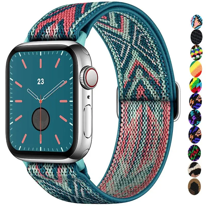 Scrunchie Strap for Apple watch band 40mm 41mm 38 45mm 44mm 49mm Elastic Nylon solo Loop bracelet iWatch series 9 8 se 7 ultra 2