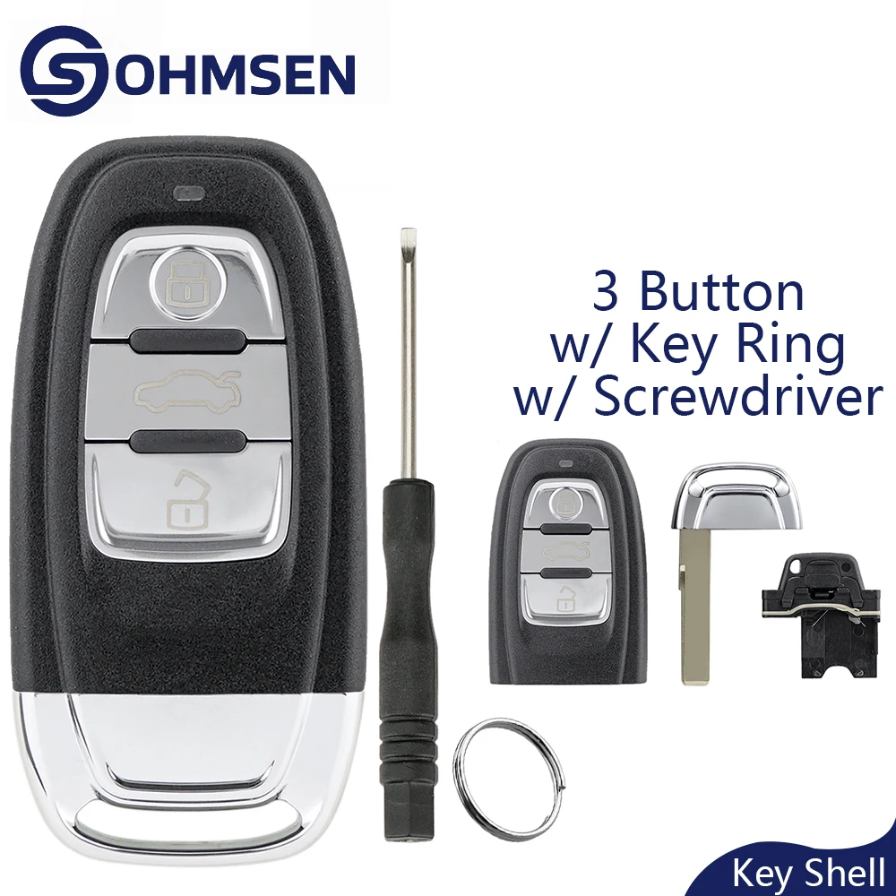 

Чехол для смарт-ключа для AUDI A4 A5 A6 A7 A8 Q5 Q7, 3-кнопочный пульт дистанционного управления + необрезанное лезвие