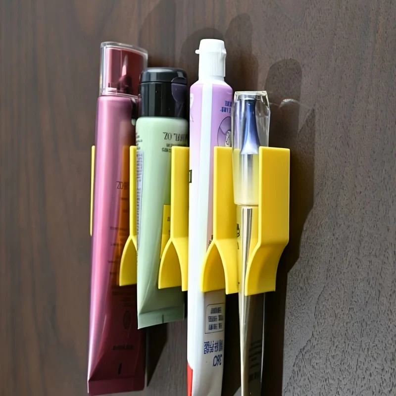 No Drill Wall Clip Holder, Bathroom Rack for Toothpaste, Facial Wash & Cosmetic Tubes, Cabinet Vanity Organizer
