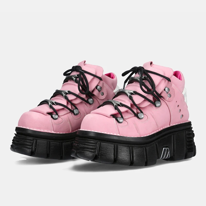 

Cyber Gothic Punk Ro Motorcycle Thi Bot oes Sweet Heart Spicy Girl Y2K Retro Pink Faion Single oes для женщин