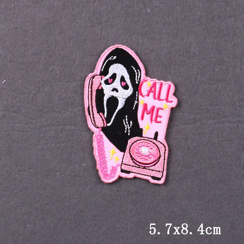 Punk Lighter Applique Iron On Patch Embroidered Patches For Clothing Ghost DIY Sewing Stickers For Decoration Fusible Patches