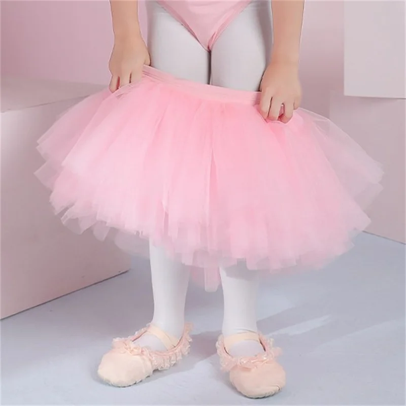 Wholesale Cheap High Quality 4 Layers Kids Girls Dance Tulle Skirts Pink White Child Ballet Tutu Skirts
