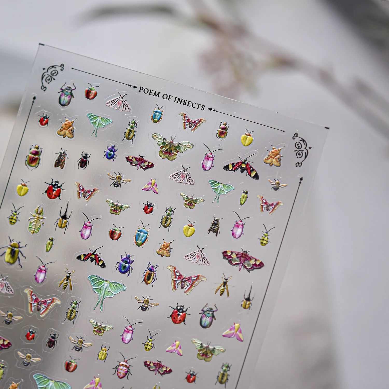 5D Dreamy Bug Nail Decals Y2K Forest Fantasy Moth Bee Butterfly Ladybug Gold Beetle Self-adhesive Nail Art Stickers Supplies