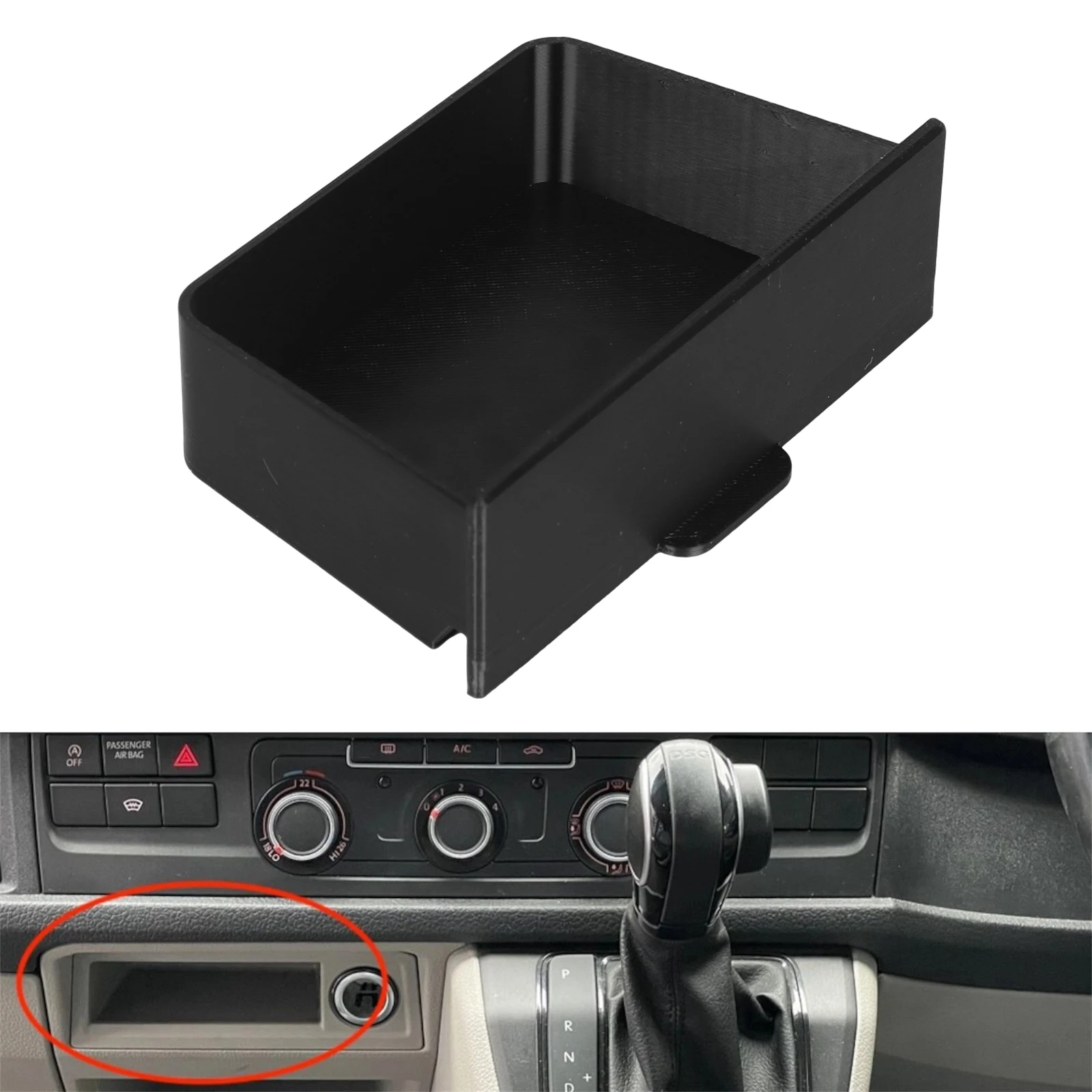 

Plastic Car Dash Centre Drawer Organizer Black Cubby Drawer Durable Dashboard Storage Box For VW Transporter T6 Car Accessories