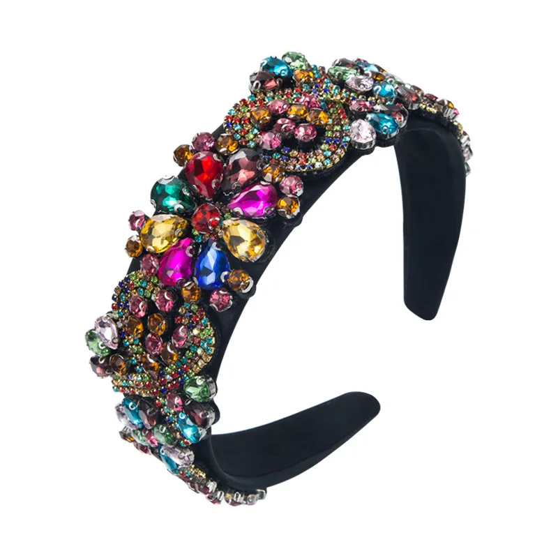 European and American Baroque Style Retro Shiny Colored Glass Drill Bit Hoop Light Luxury Trendy Street Hair Accessories