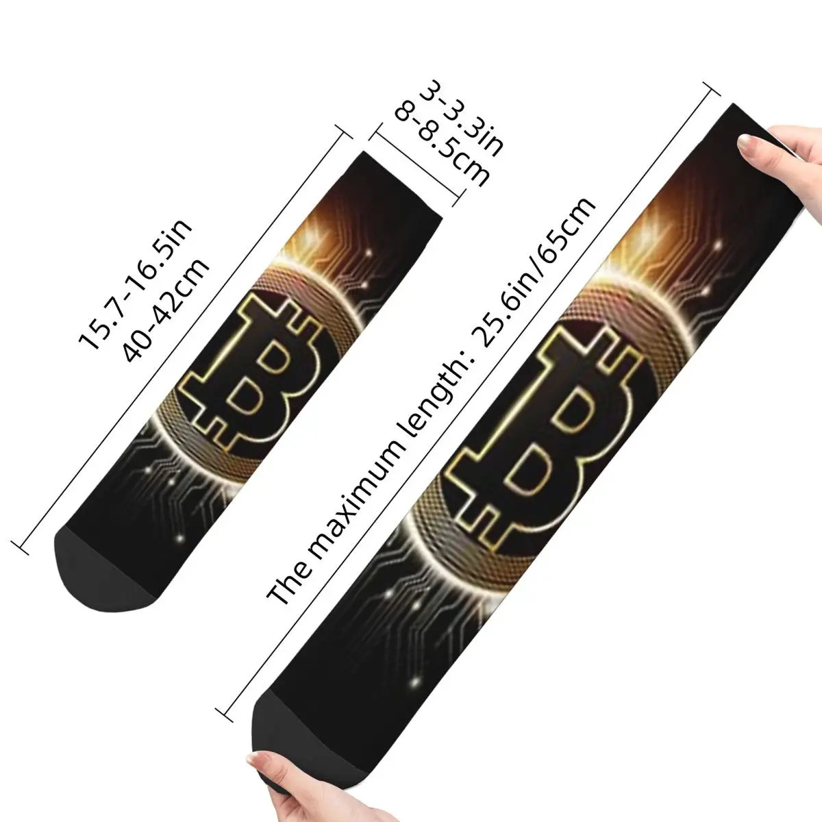 Happy Men's Socks Bitcoin Crypto Retro Bitcoin Hip Hop Crazy Crew Sock Gift Pattern Printed