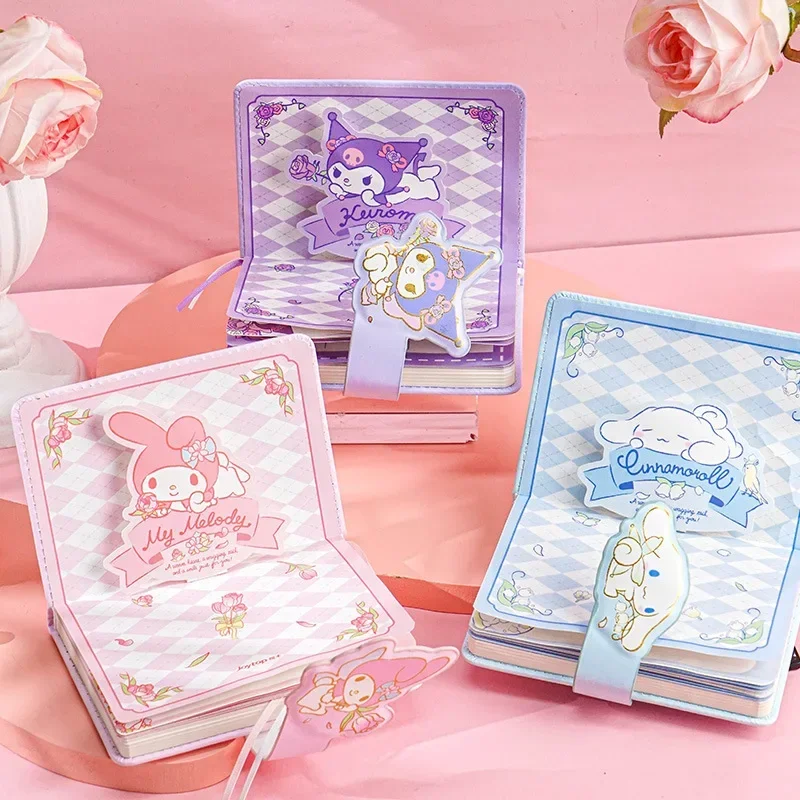 Sanrio Kawaii Kuromi Cartoon Color Page A6 Handbook Cinnamoroll Notebook My Melody Magnetic Buckle Notebook School Supplies