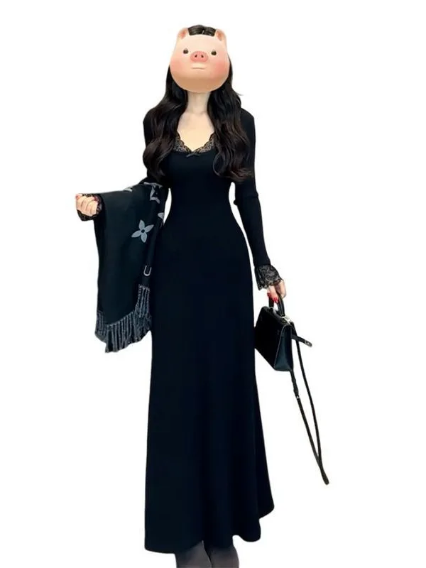 فساتين نسائية صيفية شابة مشروط مثبتة على الرقبة رسن سموكينج متدفق منتصف العجل شاطئ رومانسي عطلة خفيفة الوزن نقية OL