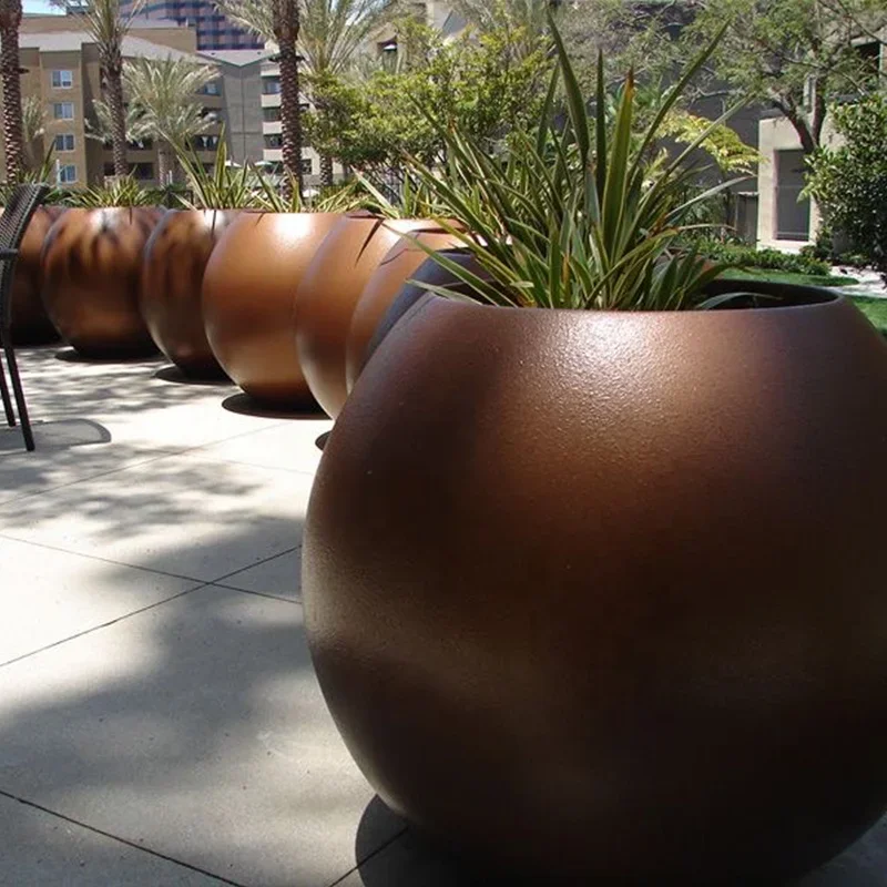 أواني زهور كروية مخصصة، أواني زهور، أواني فخار من الألياف الخارجية، ألياف زجاجية عالية الجودة للاستخدام مع الزهور/النباتات الخضراء c