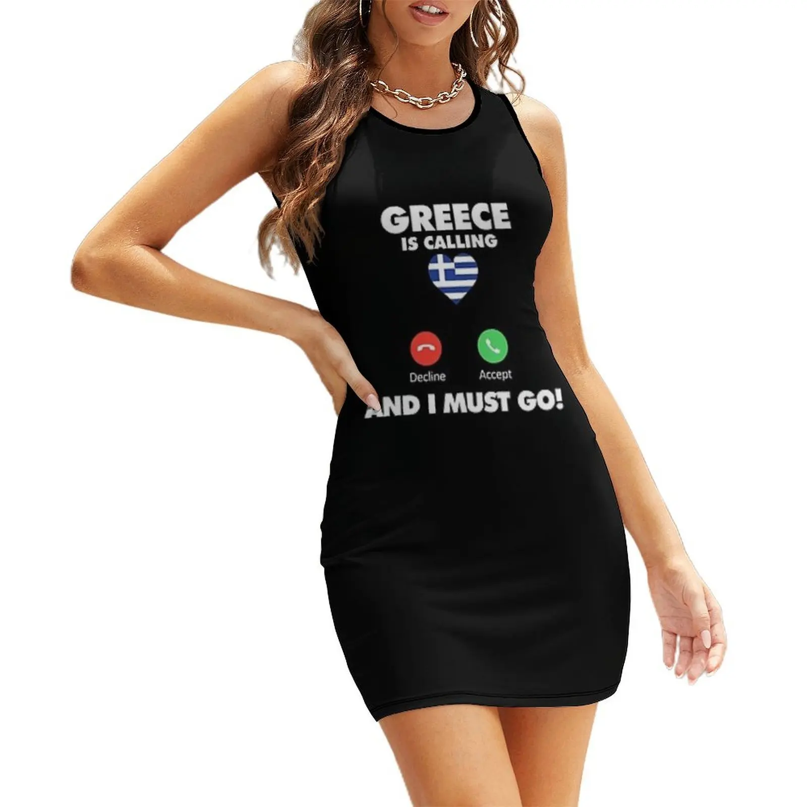 

Greece is Calling and I Must Go Sleeveless Sundress luxury dress summer dress women 2025 dresses with long sleeves